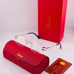 Lunettes de Vue Cartier Sans Monture Or Branches Noires